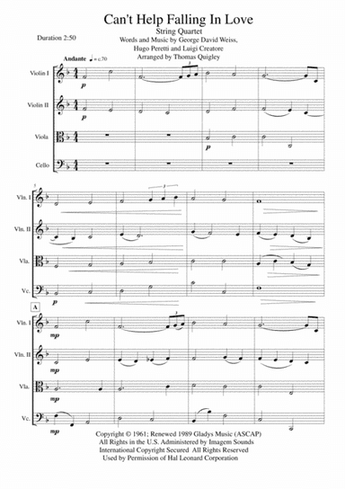 Can't Help Falling In Love (arr. Thomas Quigley)