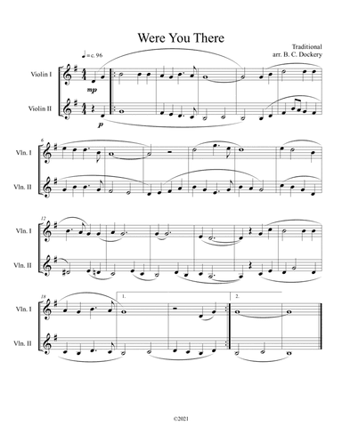 Were You There (violin duet) (arr. B. C. Dockery)