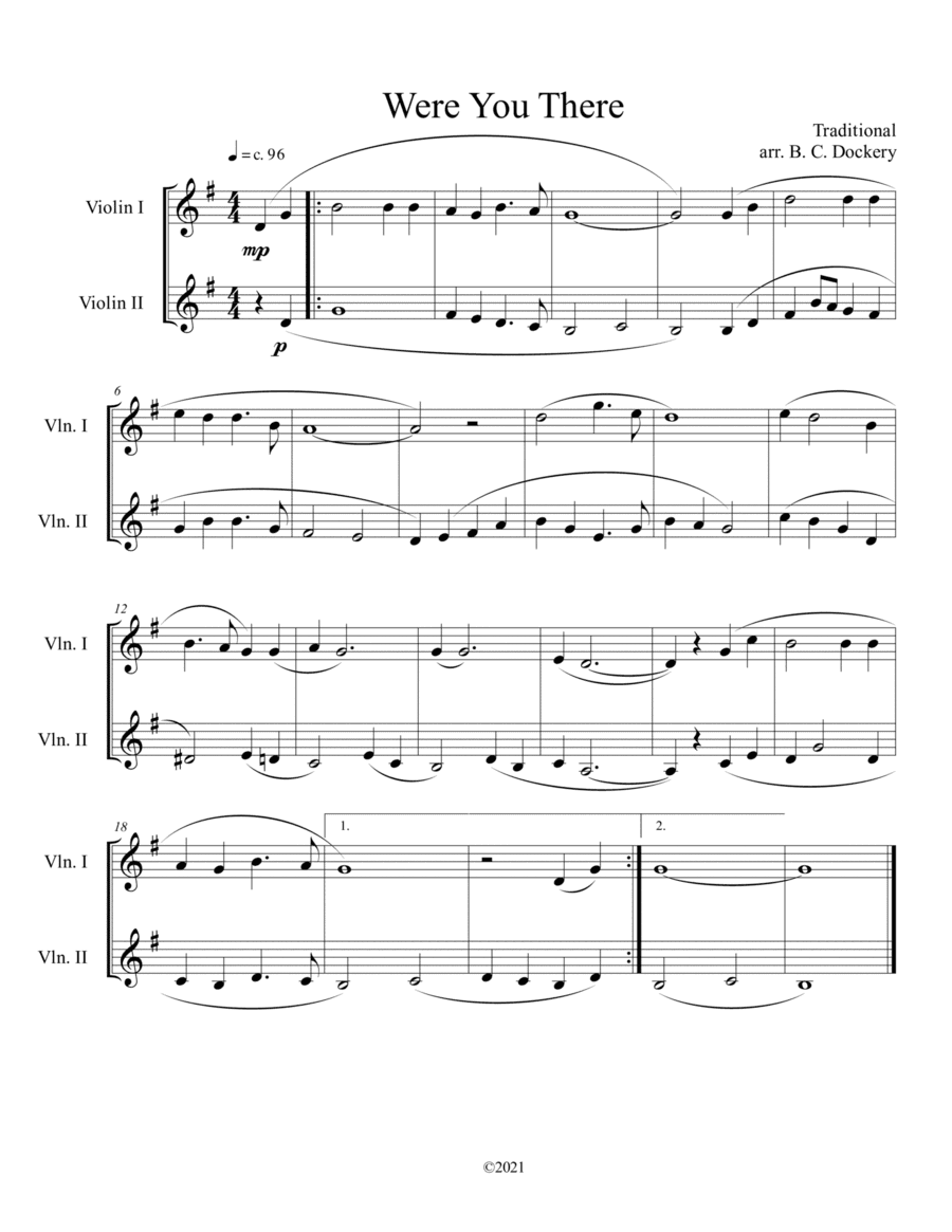 Were You There (violin duet) (arr. B. C. Dockery)