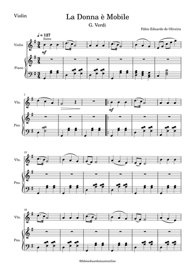 La Donna è Mobile - Rigoletto (Verdi) (arr. Fabio Eduardo de Oliveira)