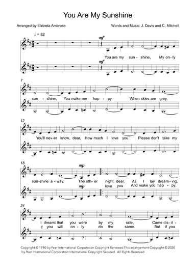 You Are My Sunshine (arr. Elzbieta Ambrose)