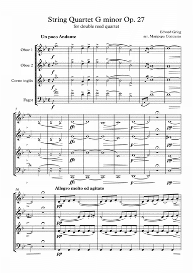 Grieg - String Quartet Gm Op. 27 (for double reed quartet) (arr. M. Contreras)