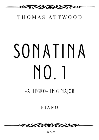 Attwood - Allegro from Sonatina No. 1 in G Major - Easy (arr. Piacere Music Sheets)