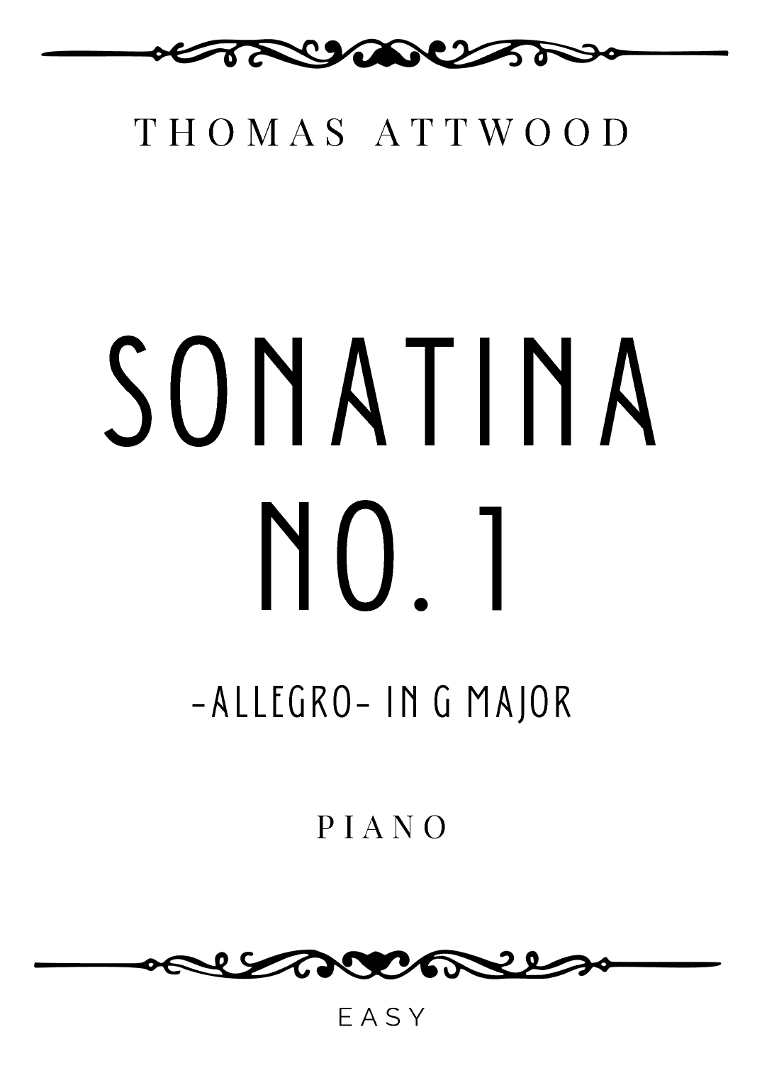 Attwood - Allegro from Sonatina No. 1 in G Major - Easy (arr. Piacere Music Sheets)