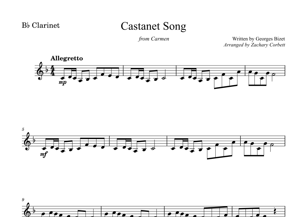 Castanet Song (arr. Zachary Corbett)
