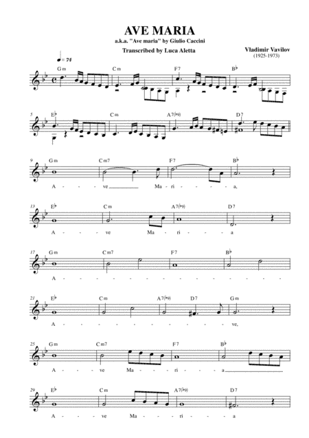 Ave Maria De Caccini (arr. Luca Aletta)