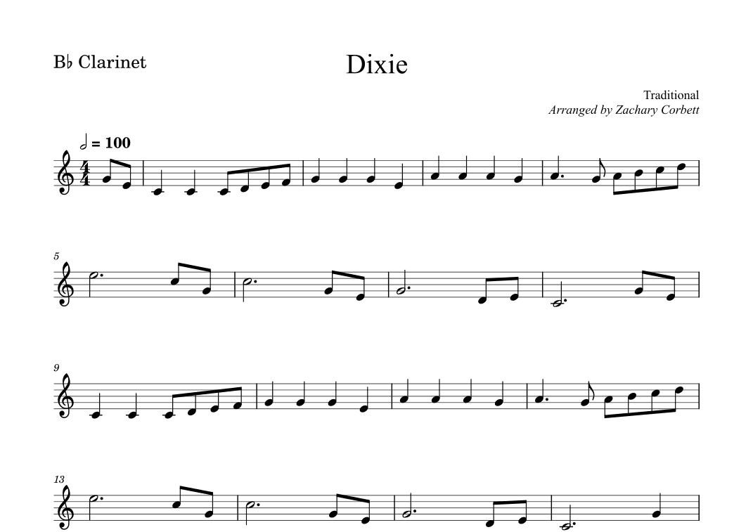 Dixie (arr. Zachary Corbett)