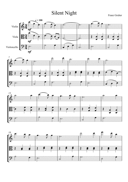 Franz Gruber - Silent Night (Violin, Viola and Violoncello Trio) (arr. André Laitano)