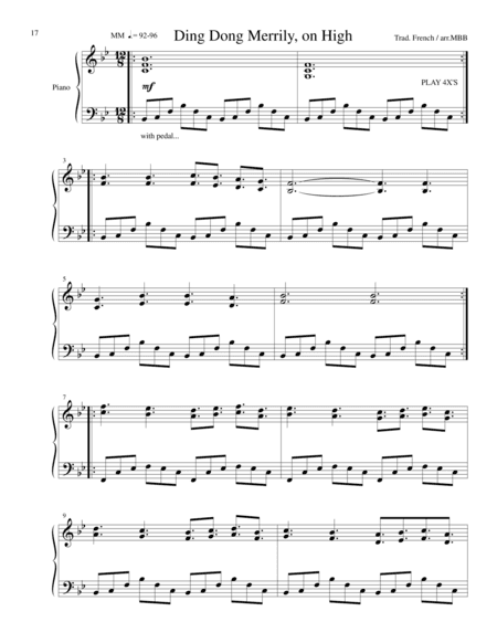 Ding, Dong, Merrily on High from 24 Traditional Carols in Minimalist Style for Piano Solo (arr. Michael Bomier)