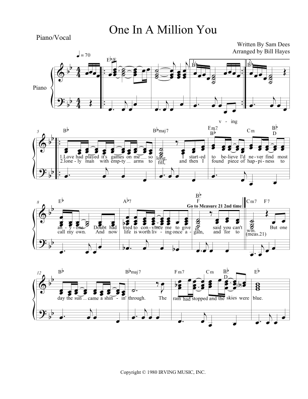 One In A Million You (arr. Bill Hayes)