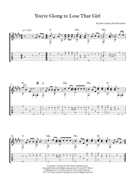 You're Going To Lose That Girl (arr. Miguel Angel Calderón)