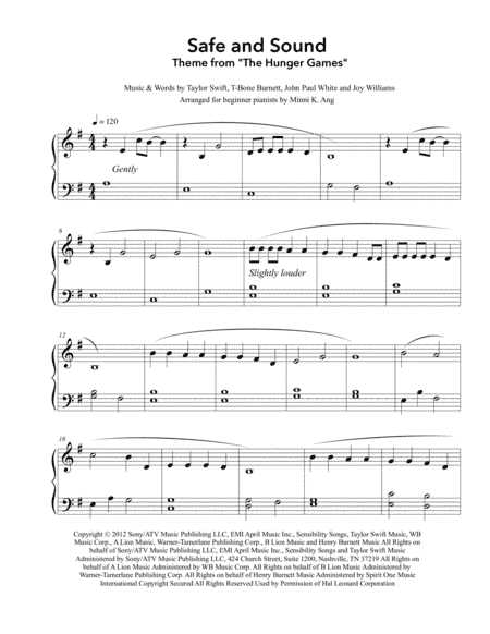 Safe And Sound (arr. Minni Ang)