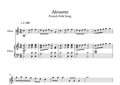 Alouette - French Folk Song (Oboe + Piano) (arr. Digital Book Music)