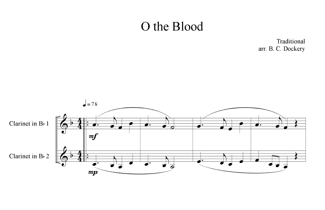 O The Blood (Clarinet Duet) (arr. B. C. Dockery)