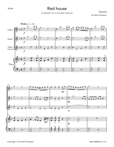 Red House, for two or three flutes and optional piano (arr. Brett Thompson)