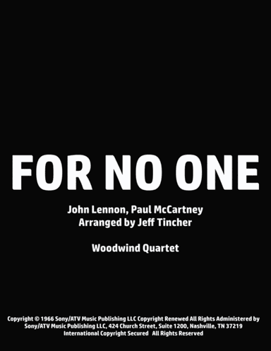 For No One (arr. Jeff Tincher)