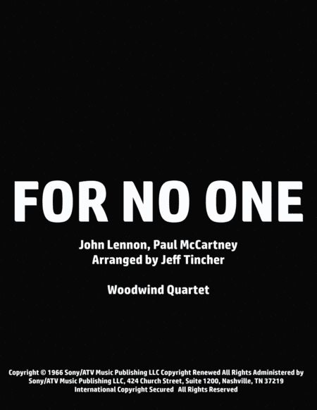 For No One (arr. Jeff Tincher)