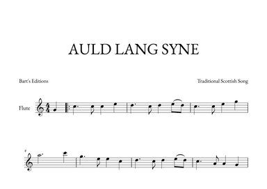 Auld Lang Syne (for Flute) (arr. Bart's Editions)
