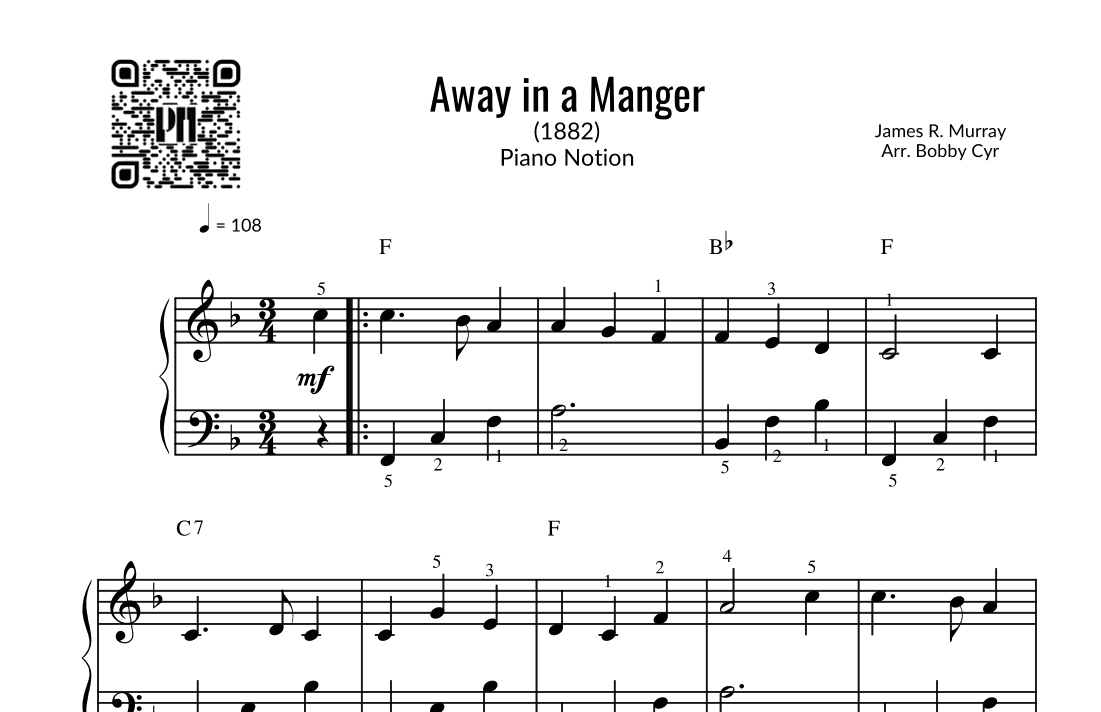 Away in a Manger (Easy Piano) (arr. Bobby Cyr)