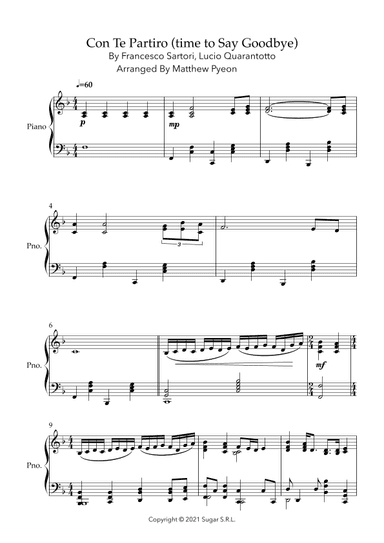 Con Te Partiro (time To Say Goodbye) (arr. Matthew pyeon)