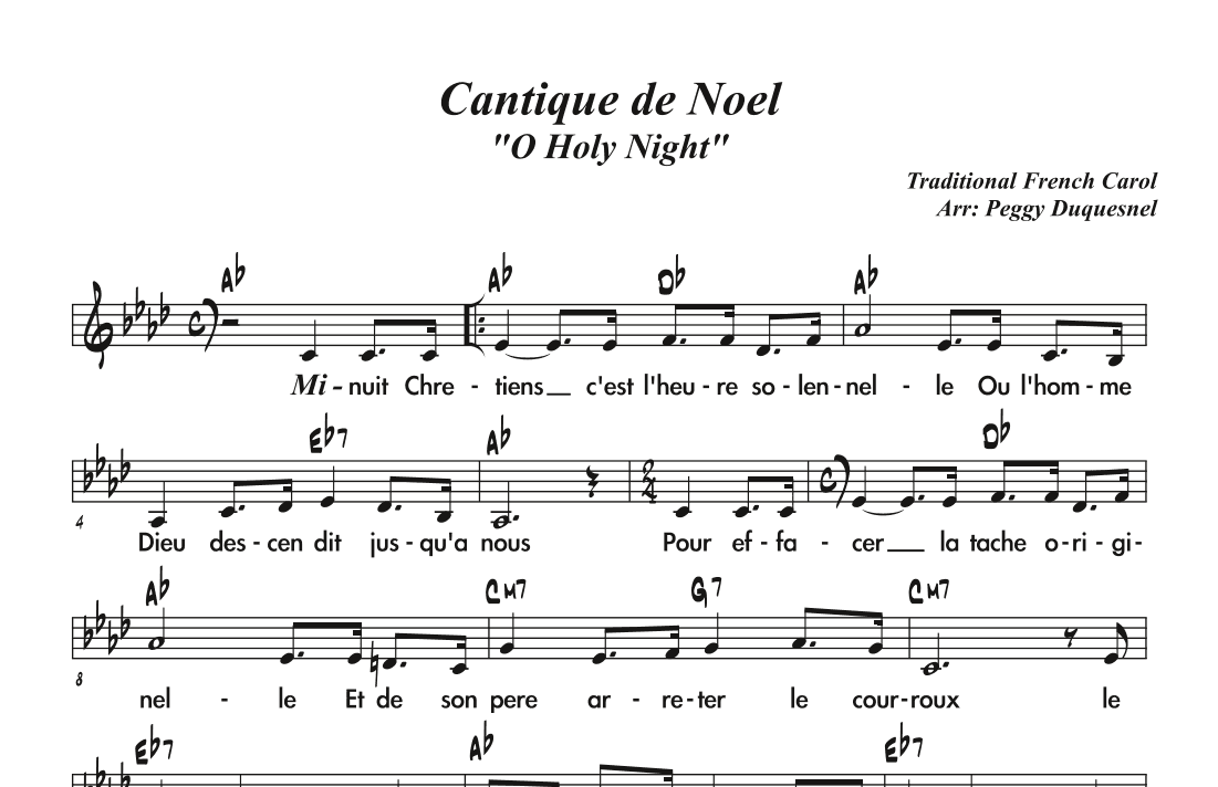 Cantique de Noel / O Holy Night - Key of Ab (arr. Peggy Duquesnel)