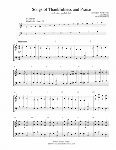 Songs of Thankfulness and Praise - for 3-octave handbell choir (arr. Samuel Stokes)