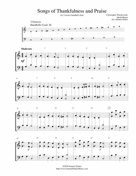 Songs of Thankfulness and Praise - for 3-octave handbell choir (arr. Samuel Stokes)