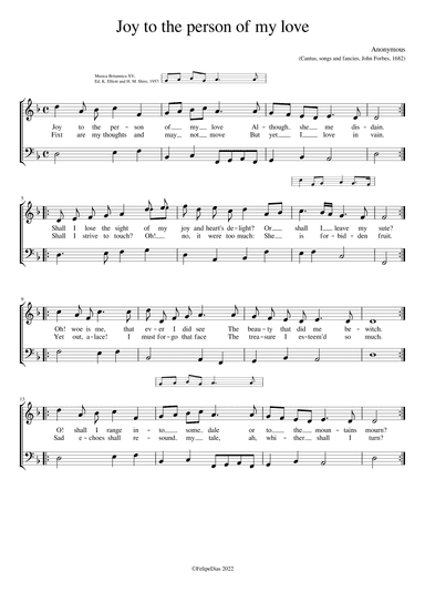 Joy to the person of my love (arr. Early Music Scores)