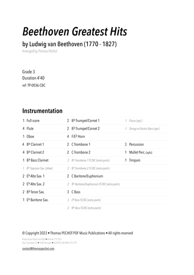 Beethoven Greatest Hits (arr. Thomas PECHOT)