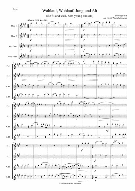 Wohlauf wohlauf jung und alt (Be fit and well, both young and old) for flute quartet (arr. David Warin Solomons)