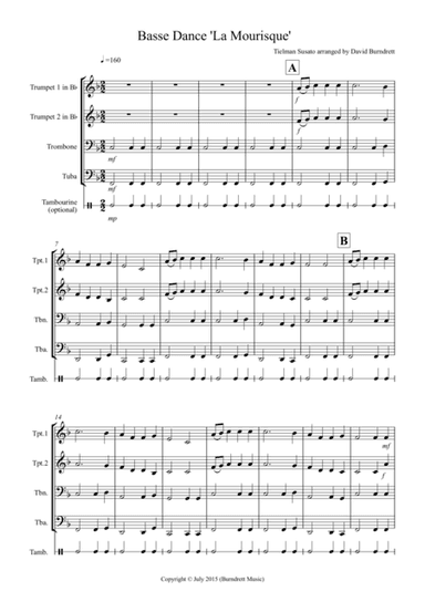 Basse Dance by Susato for Brass Quartet (arr. David Burndrett)