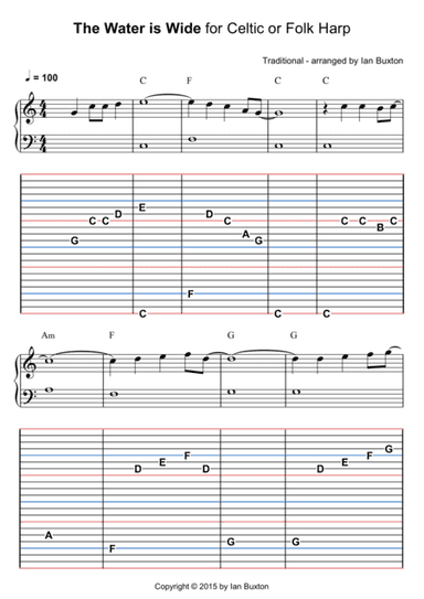 The Water is Wide for Celtic or Folk Harp with Chords (arr. Ian Buxton)