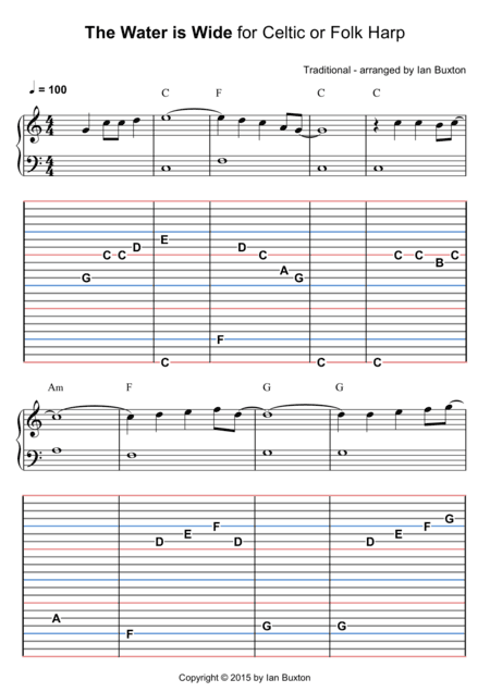 The Water is Wide for Celtic or Folk Harp with Chords (arr. Ian Buxton)