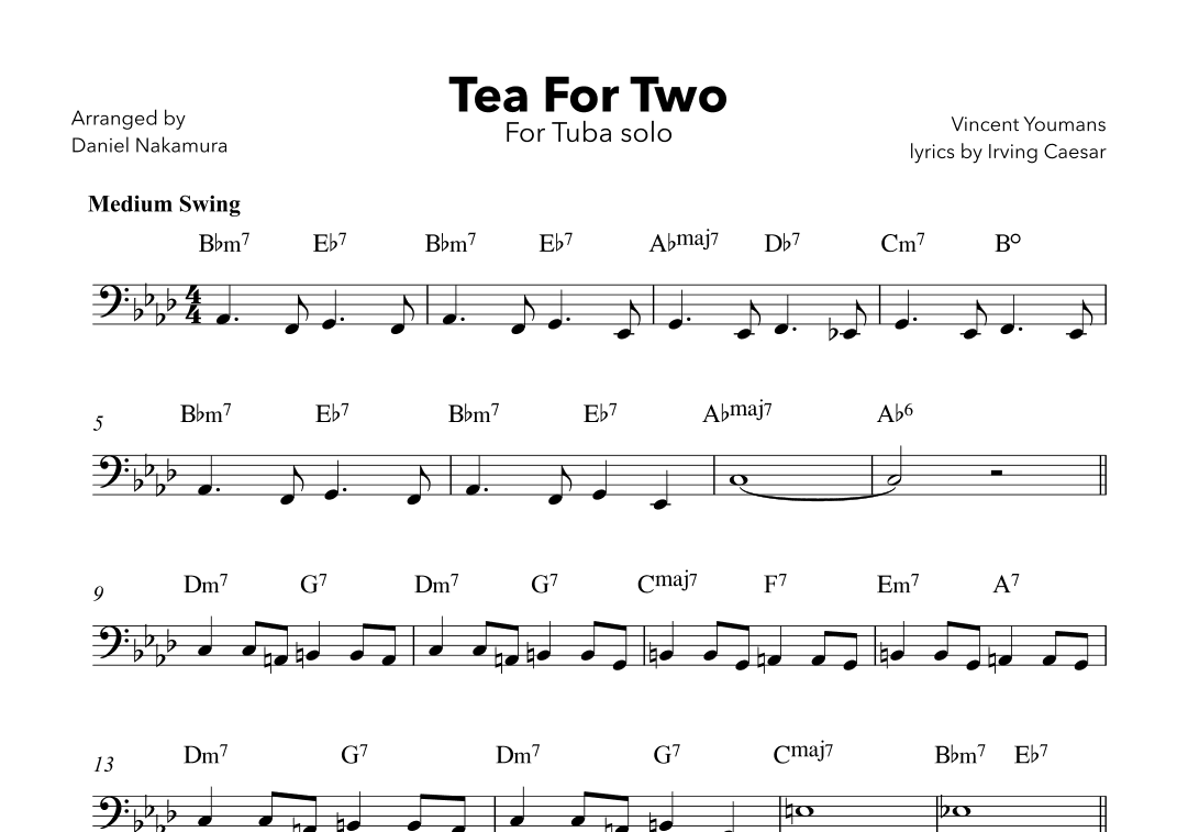 Tea For Two (For Tuba with Chords) (arr. Daniel Nakamura)