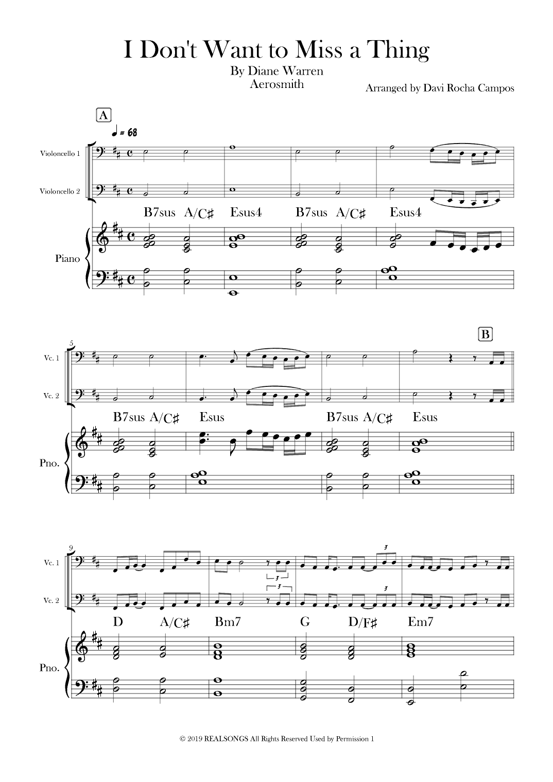 I Don't Want To Miss A Thing (arr. Davi Rocha Campos)