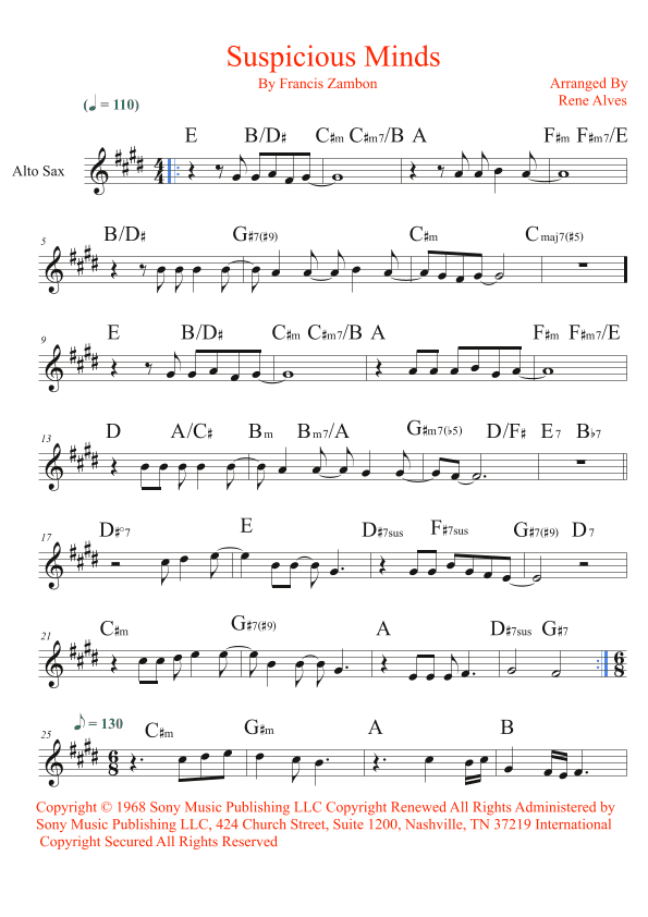 Suspicious Minds (arr. Rene Alves)