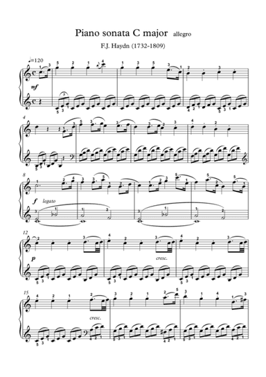 Piano sonata C major (arr. PianoSheetNow)