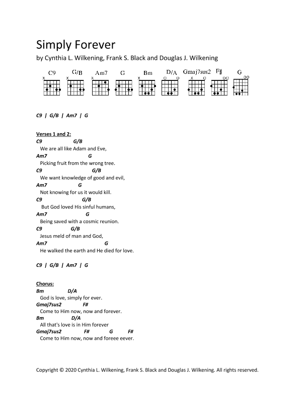 Simply Forever - Guitar Chart (Chords, Frets and Lyrics)