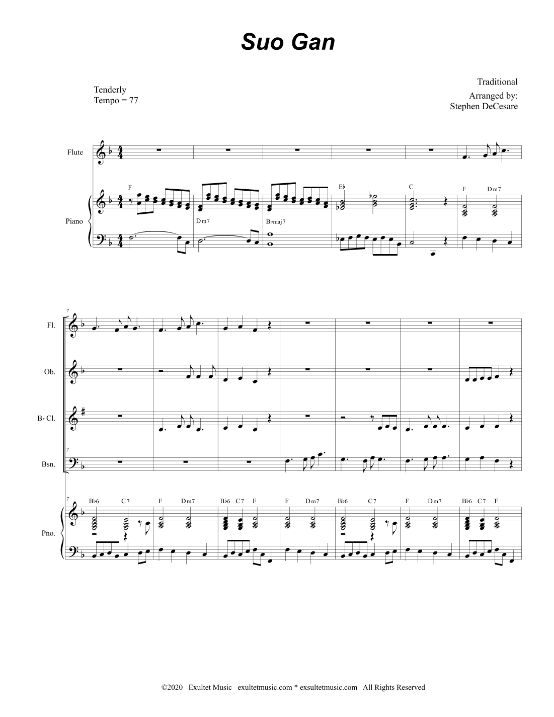 Suo Gan (Woodwind Quartet and Piano) (arr. Stephen DeCesare)