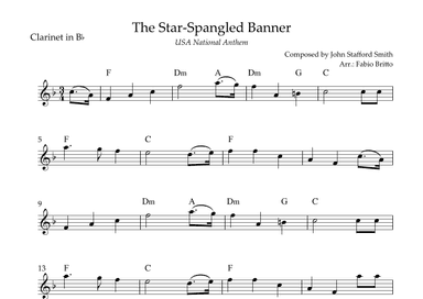 The Star Spangled Banner (USA National Anthem) for Clarinet in Bb Solo with Chords (Eb Major) (arr. Fabio Britto)
