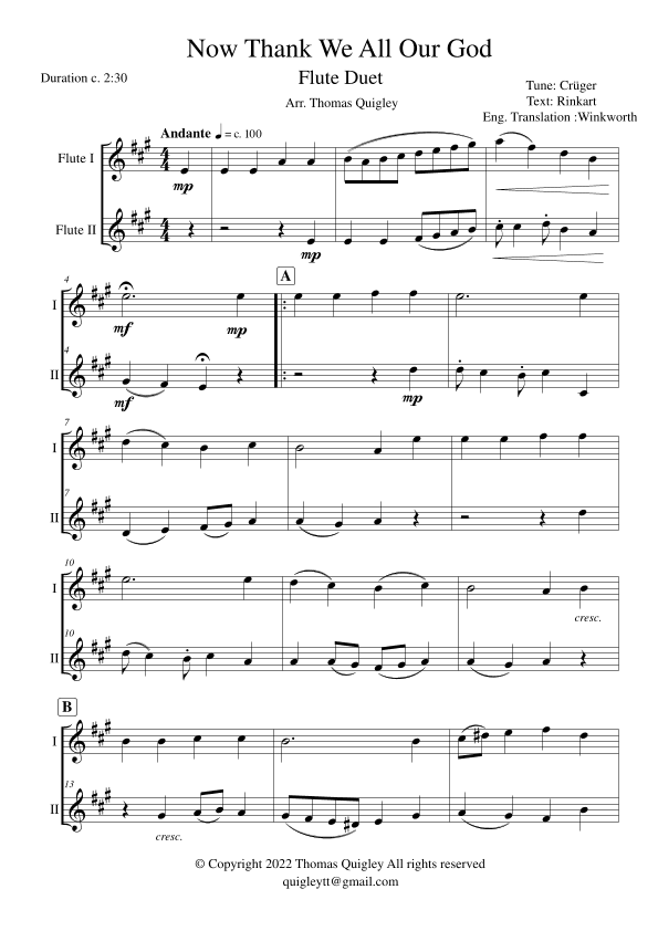 Now Thank We All Our God (arr. Thomas Quigley)