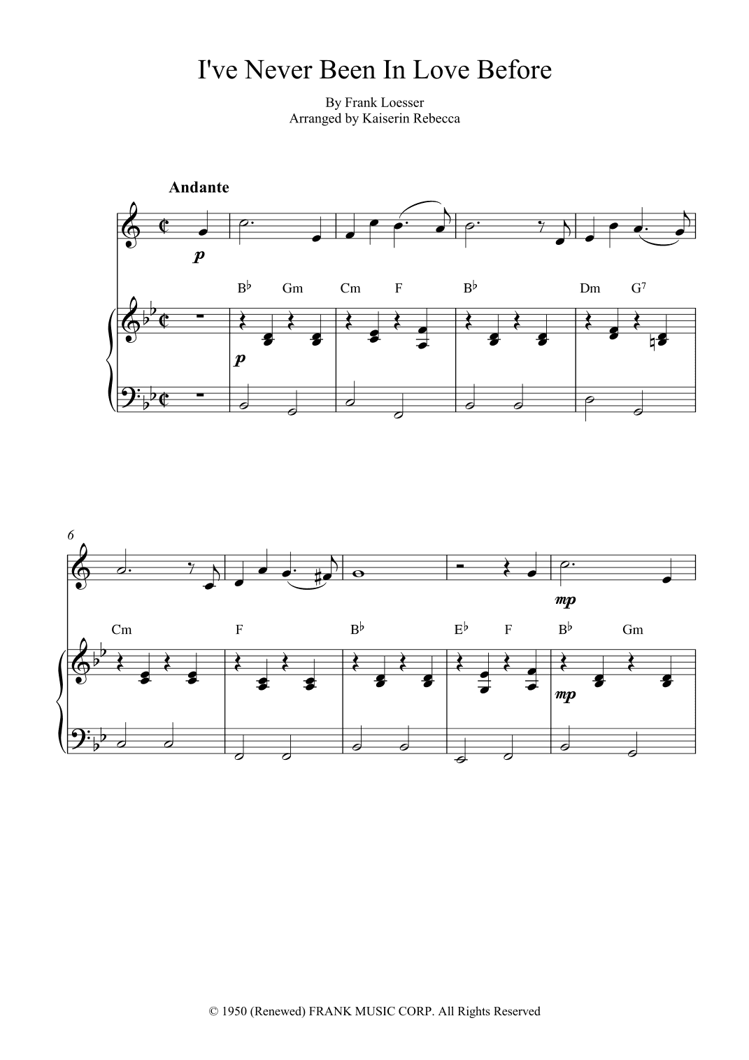 I've Never Been In Love Before (arr. Kaiserin Rebecca)