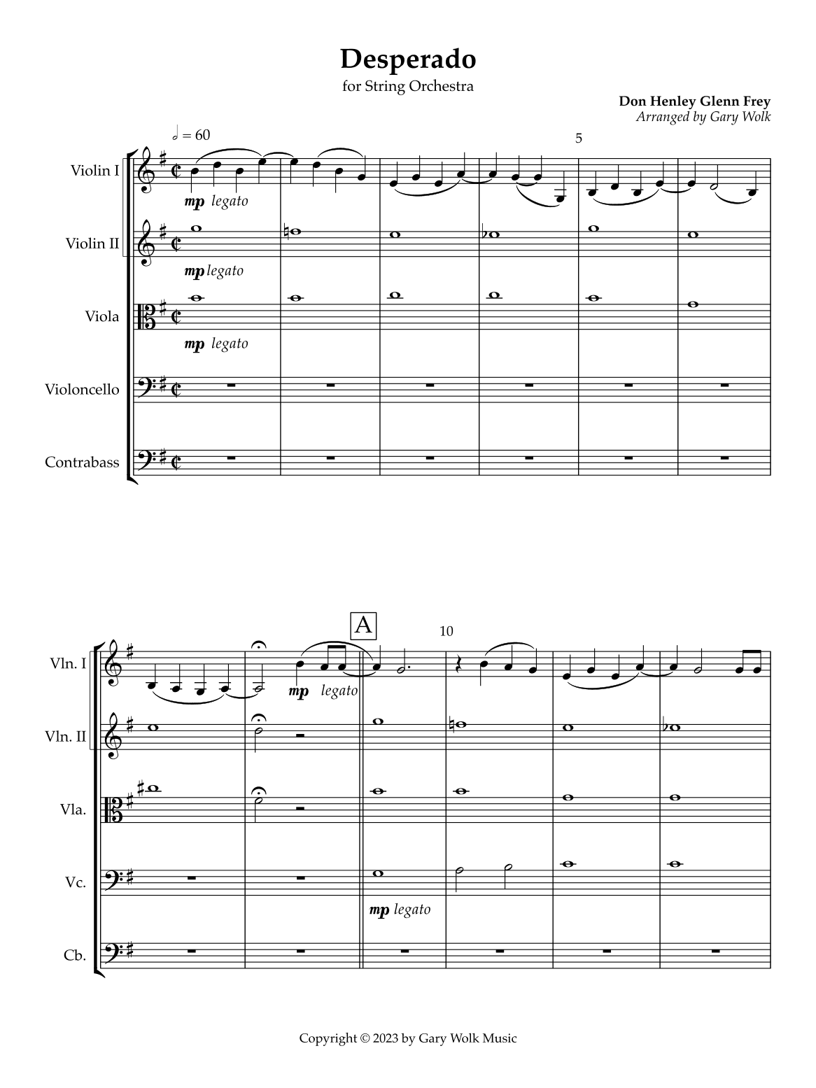 Desperado (arr. Gary Wolk)