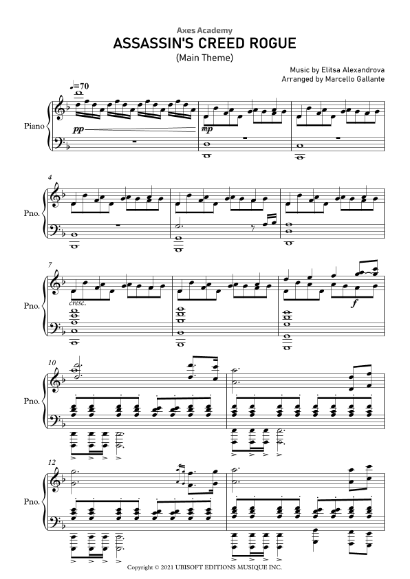 Assassin S Creed Rogue Main Theme (arr. Marcello Gallante)