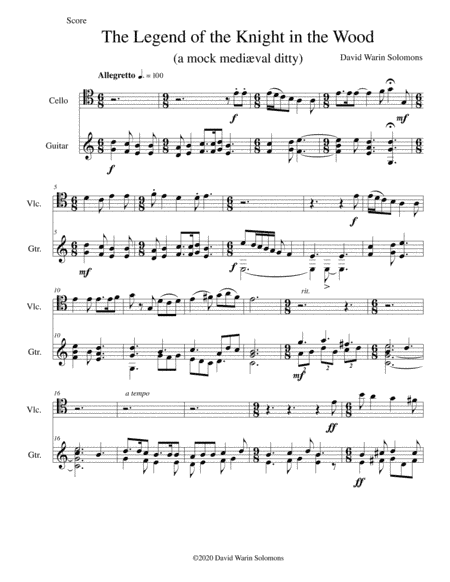 The legend of the knight in the wood for cello and guitar