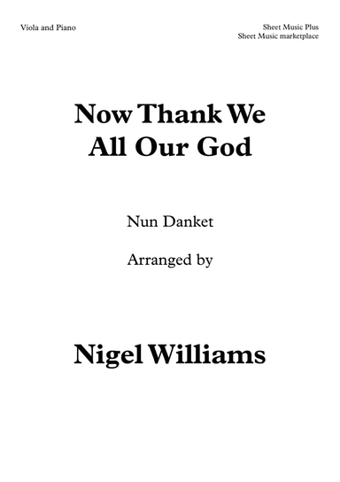 Now Thank We All Our God, for Viola and Piano (arr. Nigel Williams)