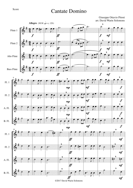 Cantate Domino for flute quartet (arr. David Warin Solomons)