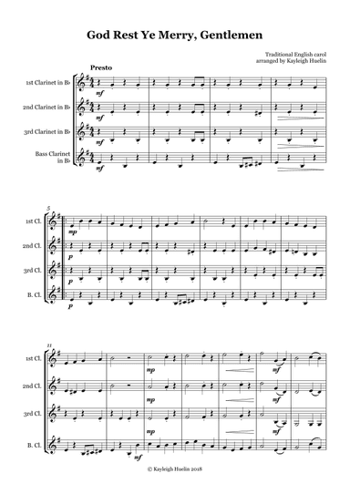 God Rest Ye Merry Gentlemen - Clarinet quartet (arr. Kayleigh Huelin)