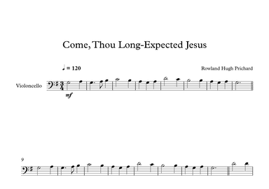 Come, Thou Long-Expected Jesus - Rowland Hugh Prichard (Cello) (arr. Digital Book Music)