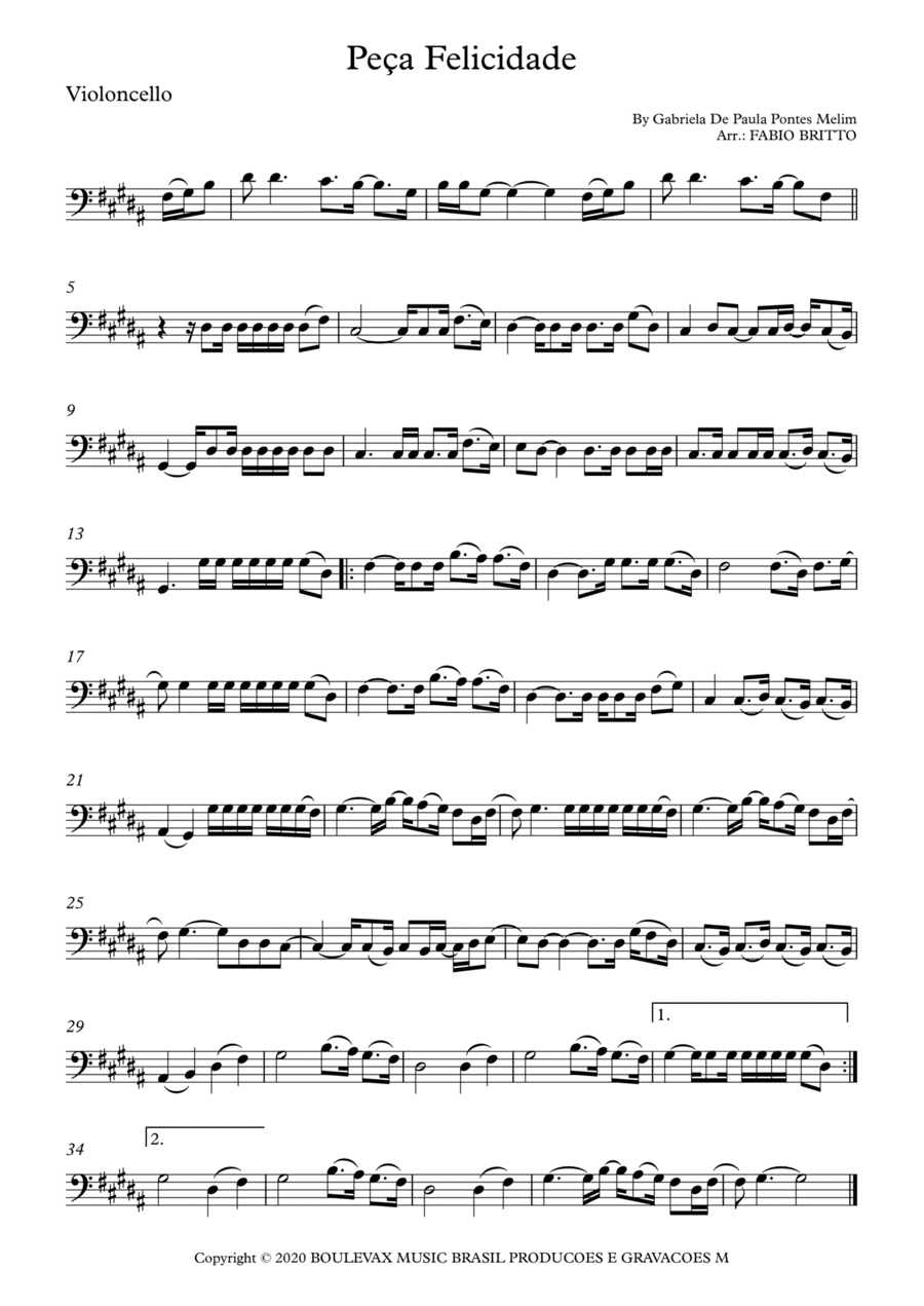 Peca Felicidade (arr. Fabio Britto)